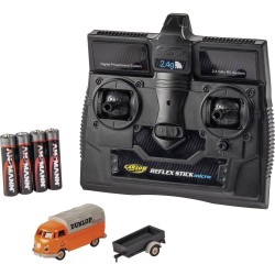 Carson Modellsport 500504135 VW Bus T1 Dunlop mit Anhänger 1:87 RC auto Elektro Straatmodel Achterwielaandrijving Incl. accu, oplader en batterijen voor de