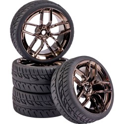 Carson Modellsport 1:10 Straatmodel Complete wielen Wegprofiel 10-spaaks Rook, Chroom 4 stuk(s)
