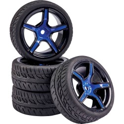 Carson Modellsport 1:10 Straatmodel Complete wielen Wegprofiel 5-spaaks Blauw-zwart 4 stuk(s)