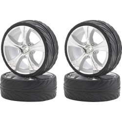 Carson Modellsport 1:10 Straatmodel Complete wielen On-Road 5-spaaks Zilver 4 stuk(s)